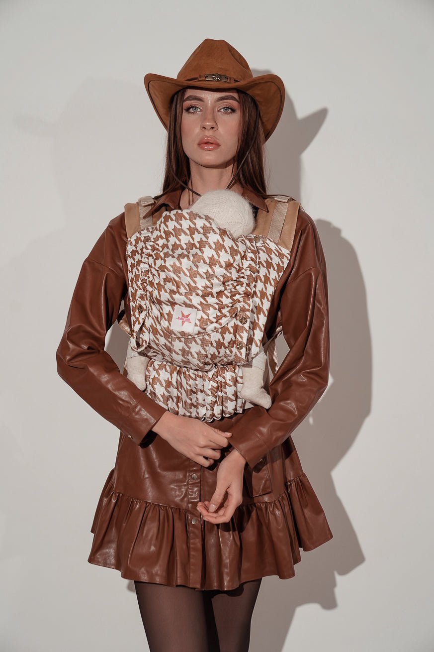 Переноска для ребенка Переверните латте макиато с узором «гусиные лапки» - KOKADI