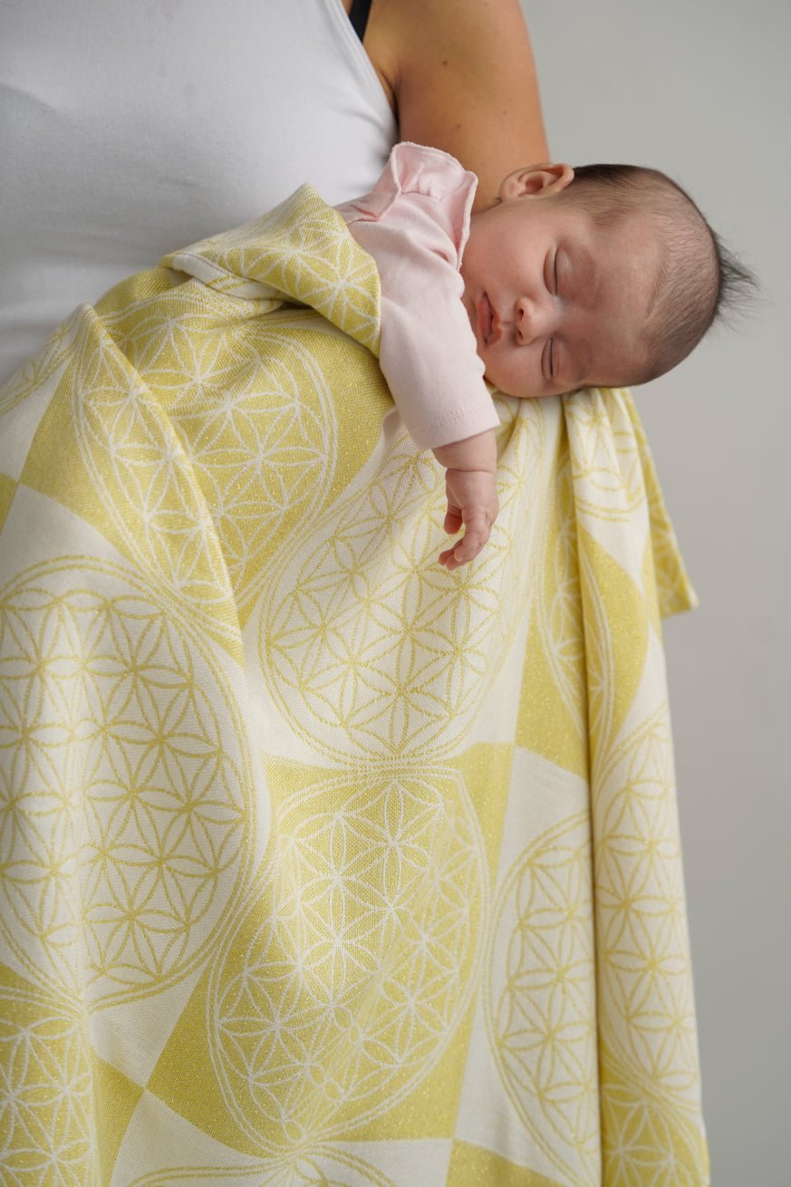 Мягкий плед цветок жизни золотой - KOKADI